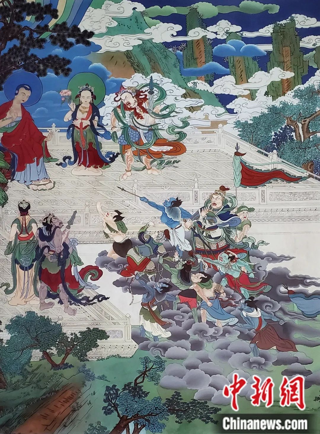 临摹、补绘的青海瞿昙寺壁画。受访者 供图